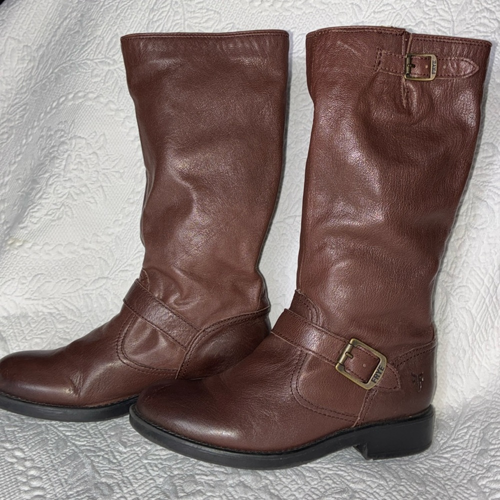 Frye Veronica Slouch Cognac Woman's Size 5 Boys Size 3 - Picture 2 of 16
